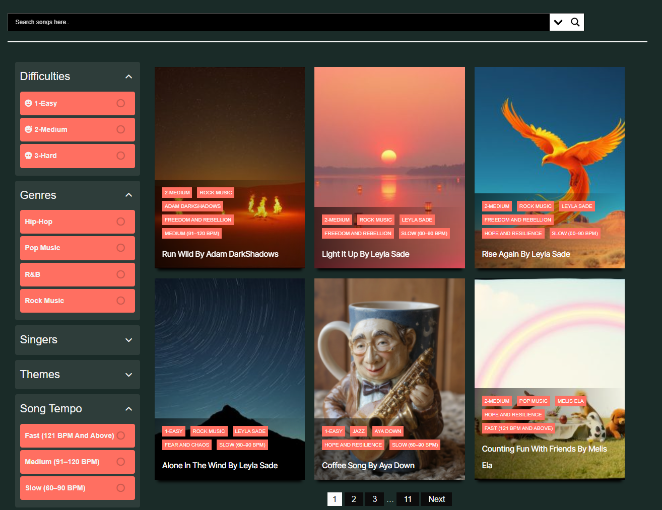 How to Get Started and Learn English songs with lyrics, Vocaburger songs search box